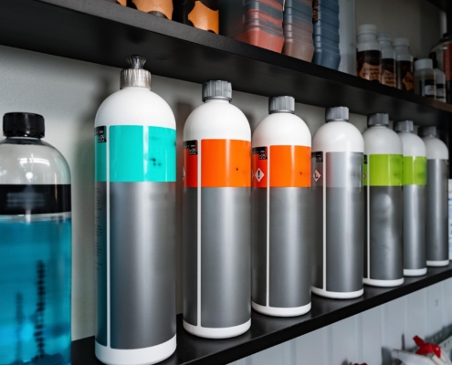 Automotive cleaning products on shelf